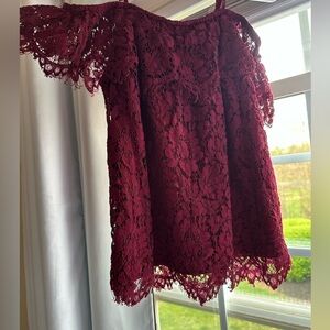Maroon, Off the shoulder lace top